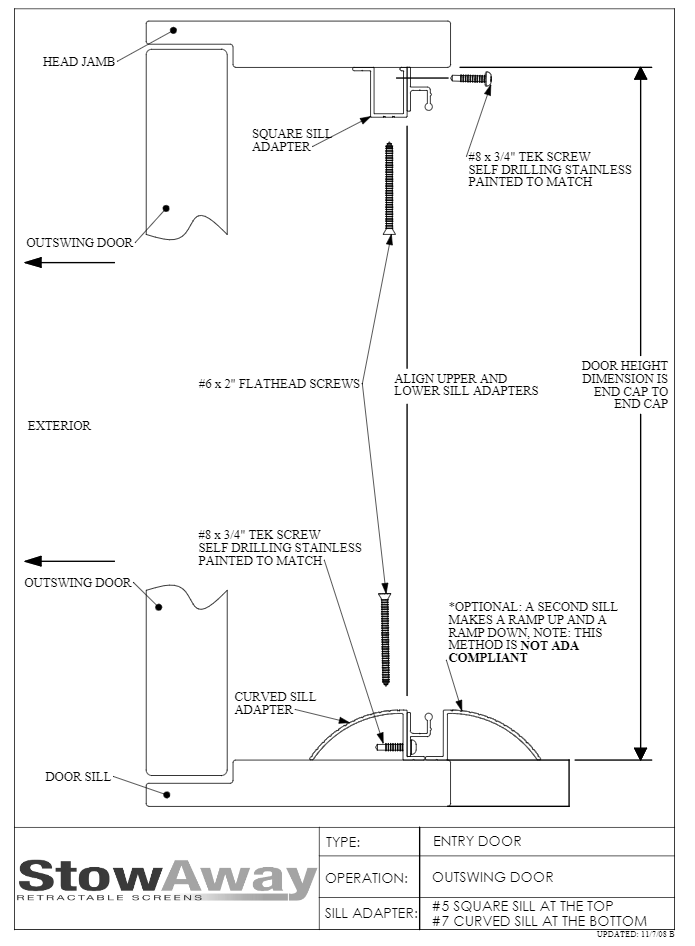 Outswing Entry Door Square Top & Curved Bottom Sill